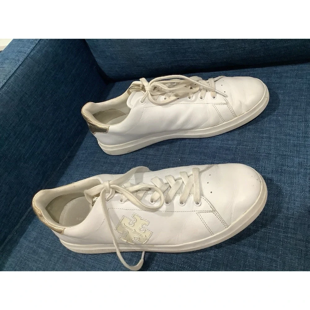 New TORY BURCH DOUBLE T HOWELL COURT SNEAKER WHITE SIZE 13 M